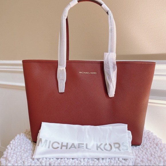 MICHAEL KORS Jet set travel leather tote Brick - Picture 1 of 9